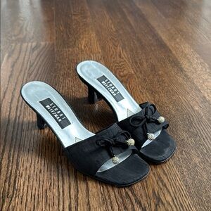 Stuart Weitzman Black Kitten Heel Bow Heels